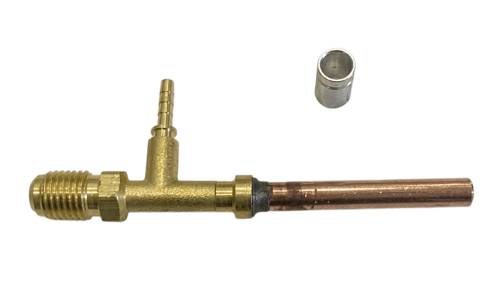 Kit Racor TEE - tubo soldar 1/4" x válvula 1/4" x 1 manguera 5,8mm